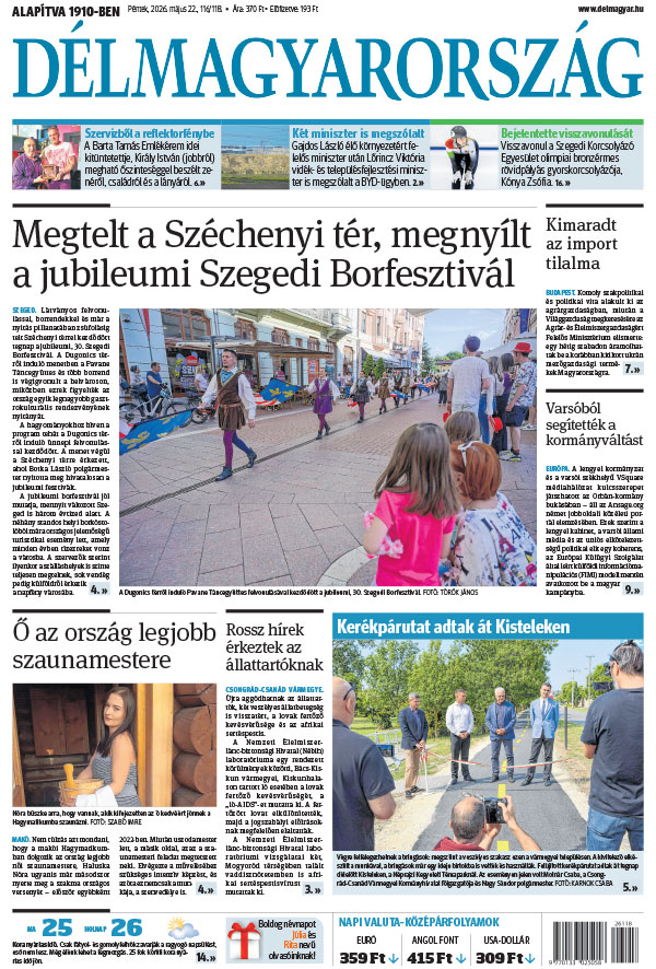 Lapszám: 2026. 05. 22. + MELLÉKLET
